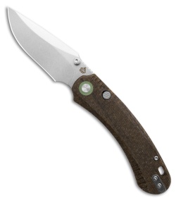 QSP Coyote Button Liner Lock Knife Glow-In-The-Dark Burlap Micarta (3.2" SW)
