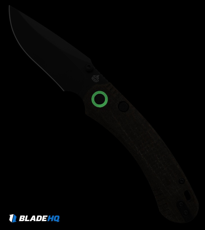 QSP Coyote Button Liner Lock Knife Glow-In-The-Dark Burlap Micarta (3.2" Black)