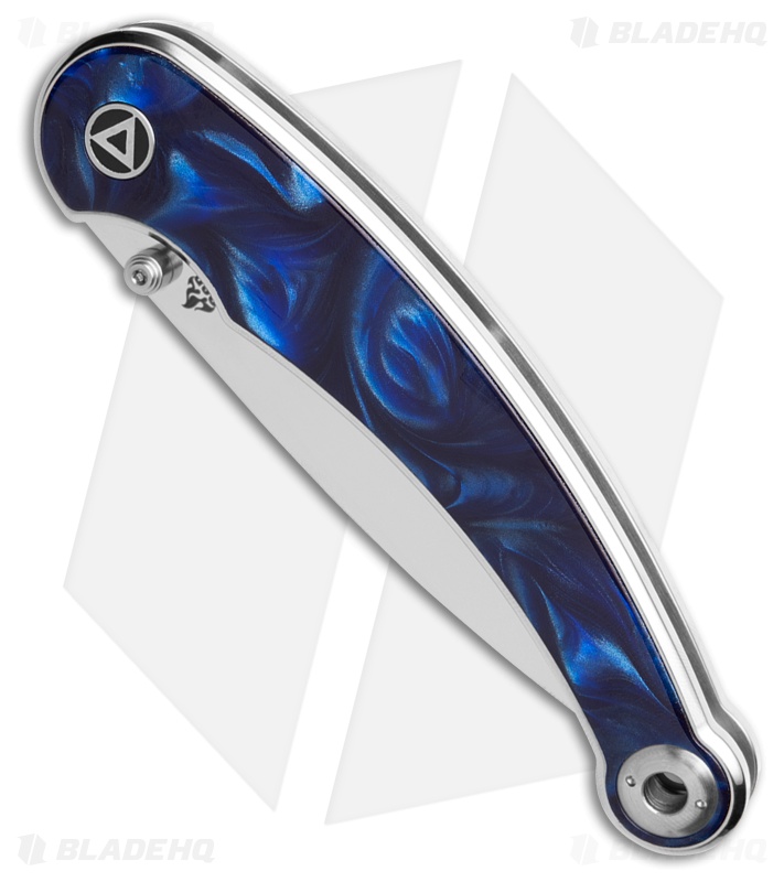 QSP Dolphin Liner Lock Knife Blue Resin (3.2" Mirror Polish)