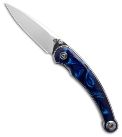 QSP Dolphin Liner Lock Knife Blue Resin (3.2" Mirror Polish)