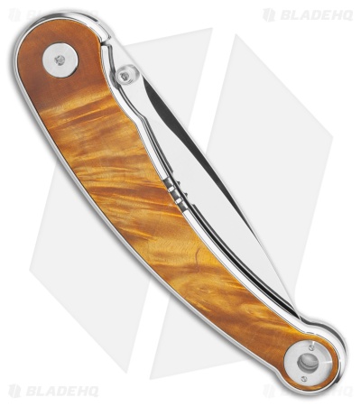 QSP Dolphin Liner Lock Knife Stabilized Wood (3.2" Mirror Polish) QS161-B