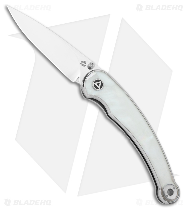QSP Dolphin Liner Lock Knife White Pearl Shell (3.2" Mirror Polish) QS161-C