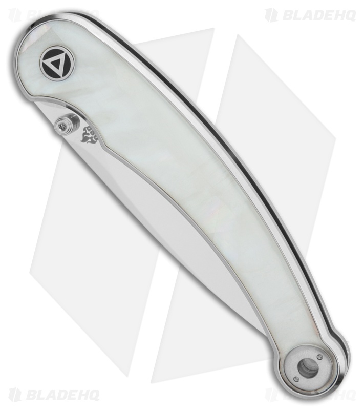 QSP Dolphin Liner Lock Knife White Pearl Shell (3.2" Mirror Polish) QS161-C