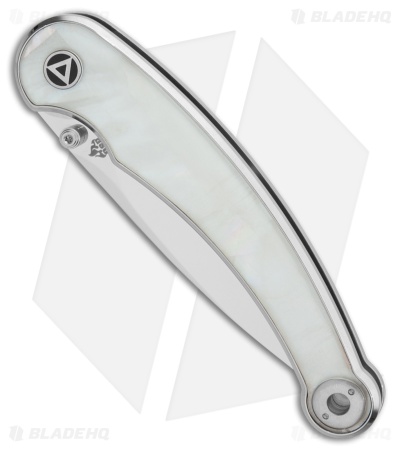 QSP Dolphin Liner Lock Knife White Pearl Shell (3.2" Mirror Polish) QS161-C