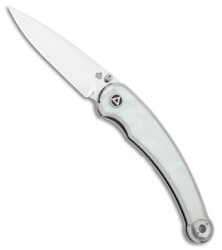 QSP Dolphin Liner Lock Knife White Pearl Shell (3.2" Mirror Polish) QS161-C