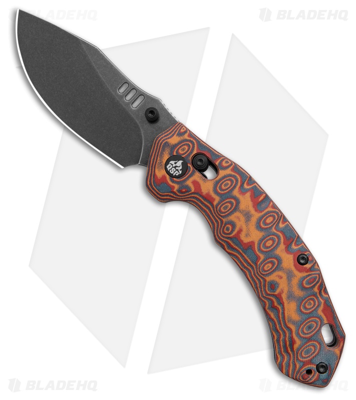 QSP Elk Glyde Lock Knife Yellow-Blue-Red Micarta (3.1" Black)