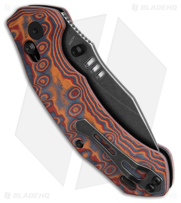 QSP Elk Glyde Lock Knife Yellow-Blue-Red Micarta (3.1" Black)