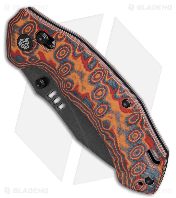 QSP Elk Glyde Lock Knife Yellow-Blue-Red Micarta (3.1" Black)