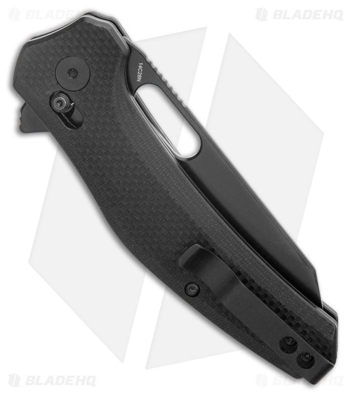 QSP Emu Pocket Knife Black G-10 Wharncliffe Black 14C28N