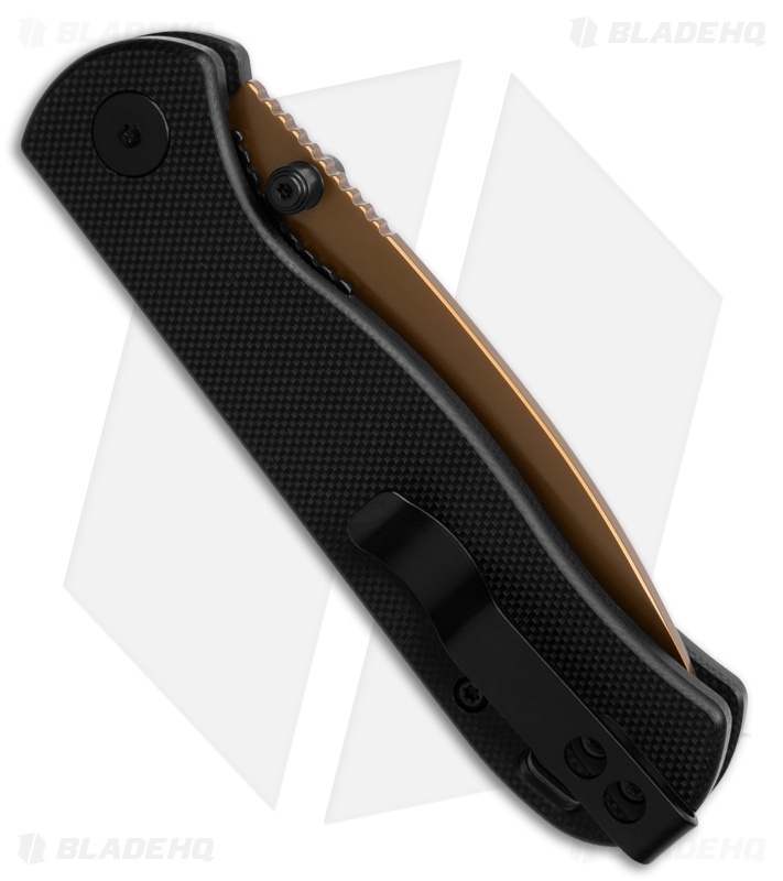 QSP Ferret Liner Lock Knife Black G-10 (3" Rose Gold Nitro-V)