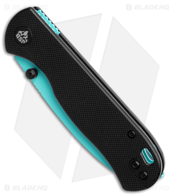 QSP Ferret Liner Lock Knife Black G-10 (3" Sky Blue Nitro-V)