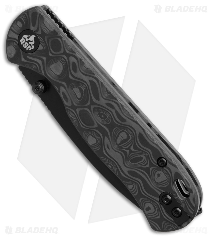 QSP Ferret Liner Lock Knife Marble Carbon Fiber (3" Black Nitro-V) 