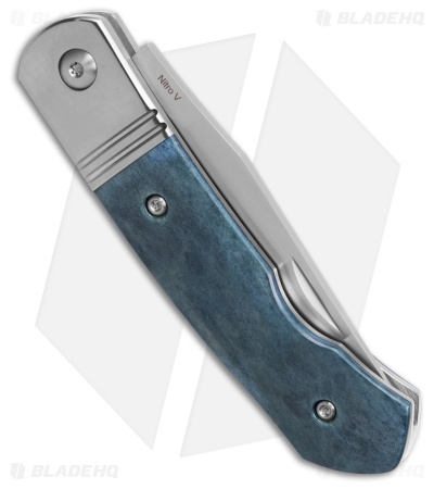 QSP Heron Slip Joint Knife Blue Bone + Stainless Steel Bolsters (2.75" Satin)