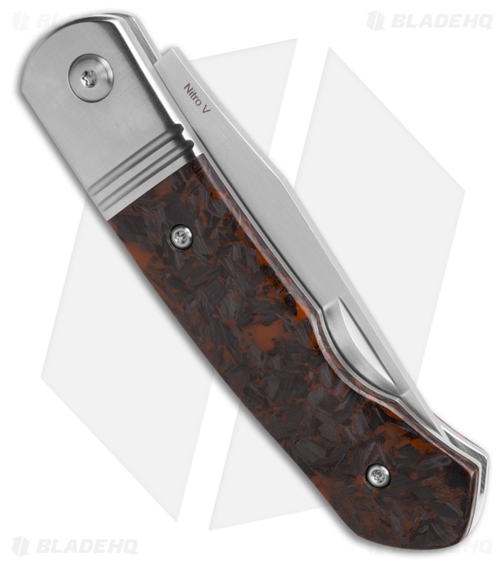 QSP Heron Slip Joint Knife Glow-In-The-Dark Orange Shredded CF (2.75" Satin)