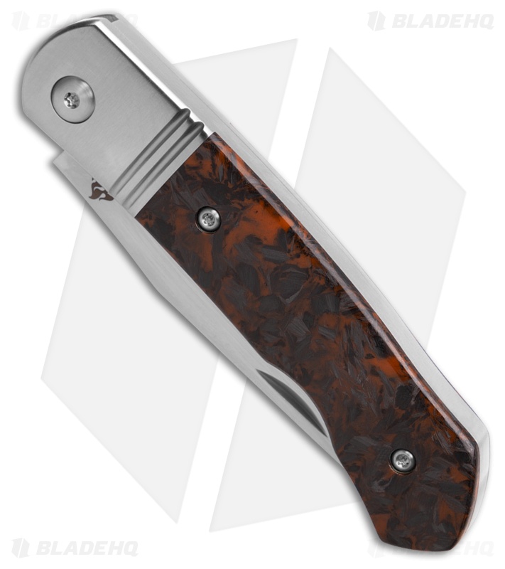 QSP Heron Slip Joint Knife Glow-In-The-Dark Orange Shredded CF (2.75" Satin)