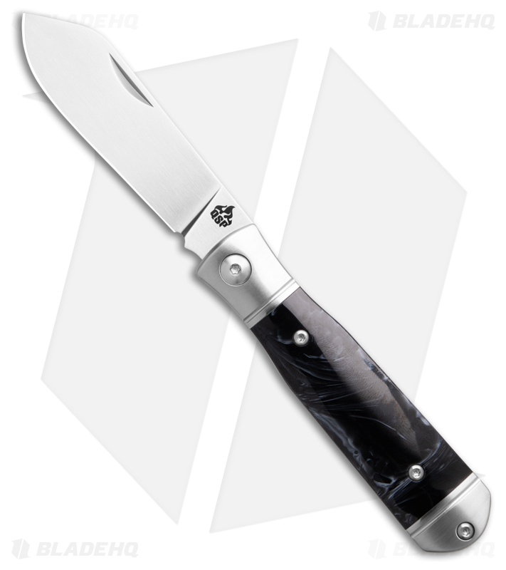 QSP Jumping Jack Knife Black/White Resin Handle Satin