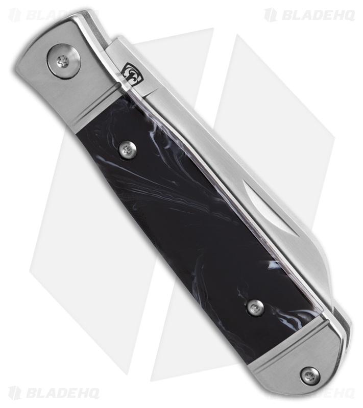 QSP Jumping Jack Knife Black/White Resin Handle Satin