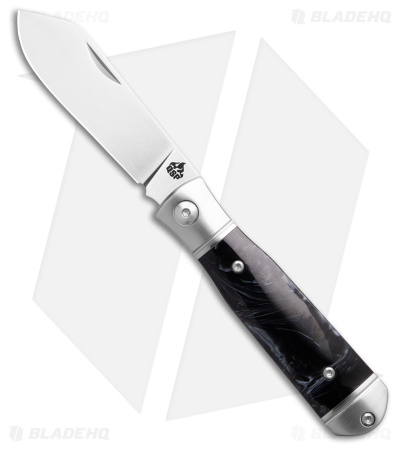 QSP Jumping Jack Knife Black/White Resin Handle Satin