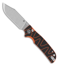 QSP Kali Button Lock Knife Black/Orange G-10 (3.25" Stonewash)