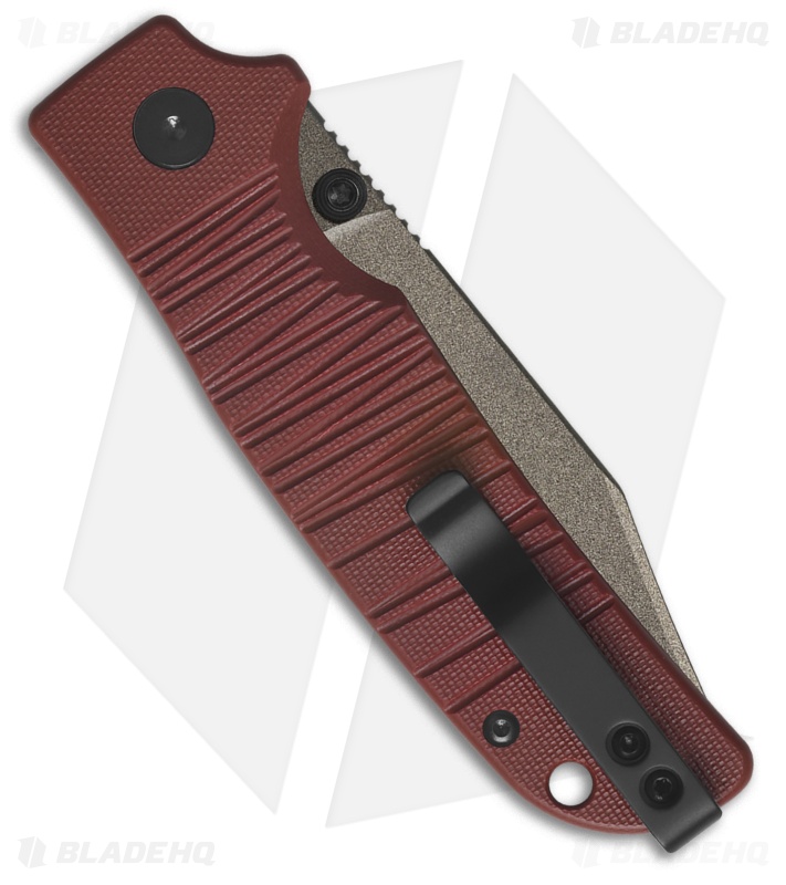 QSP Kali Button Lock Knife Dark Red G-10 (3.25" Champagne)