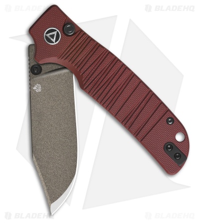 QSP Kali Button Lock Knife Dark Red G-10 (3.25" Champagne)