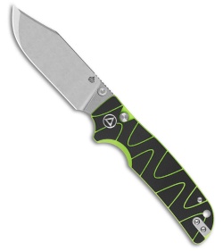 QSP Kali Button Lock Knife Neon/Black G-10 (3.25" Stonewash)