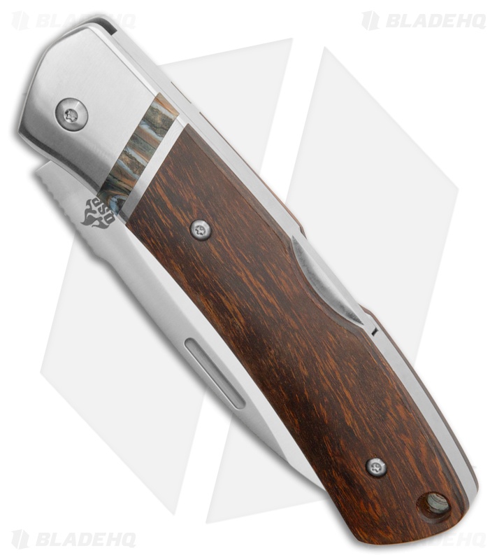 QSP Mustang Knife Desert ironwood Raffir fossil