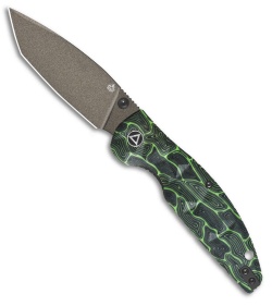 QSP Turtle Punk Liner Lock Knife Black/Green G-10 (3.5" Champagne)