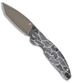 QSP Turtle Punk Liner Lock Knife Black/White G-10 (3.5" Champagne)