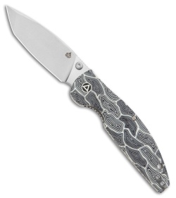 QSP Turtle Punk Liner Lock Knife Black/White G-10 (3.5" Stonewash)