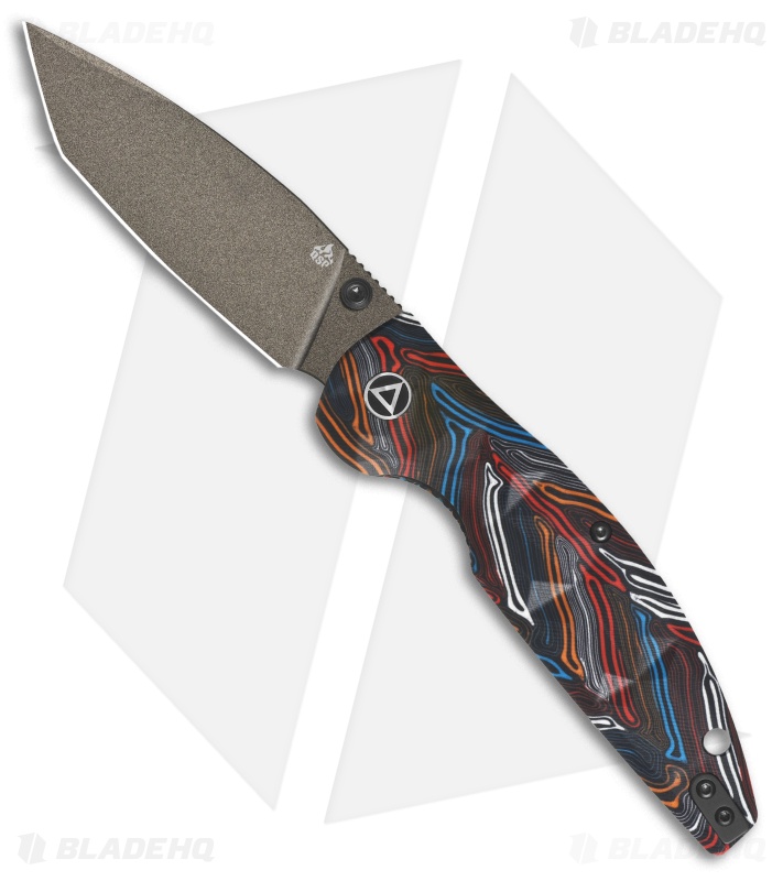 QSP Turtle Punk Liner Lock Knife Black/Blue/Red/White G-10 (3.5" Champagne)