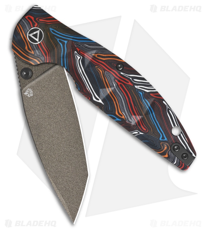 QSP Turtle Punk Liner Lock Knife Black/Blue/Red/White G-10 (3.5" Champagne)