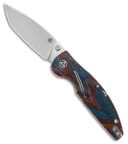 QSP Turtle Punk Liner Lock Knife Black/Blue/Red/White G-10 (3.5" Stonewash)