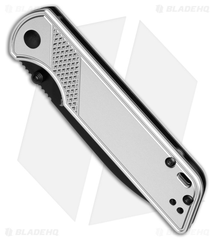 QSP Parrot V2 Liner Lock Knife Silver Aluminum (3.25" Black)