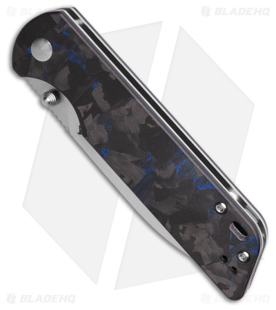 QSP Parrot V2 Liner Lock Knife Blue Shred CF + G-10 (3.25" Satin)