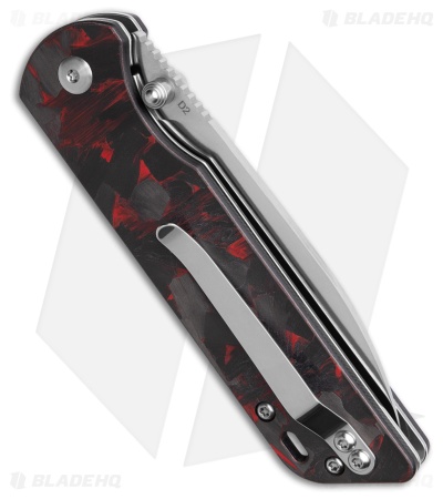 QSP Parrot V2 Liner Lock Knife Red Shred CF + G-10 (3.25" Satin)