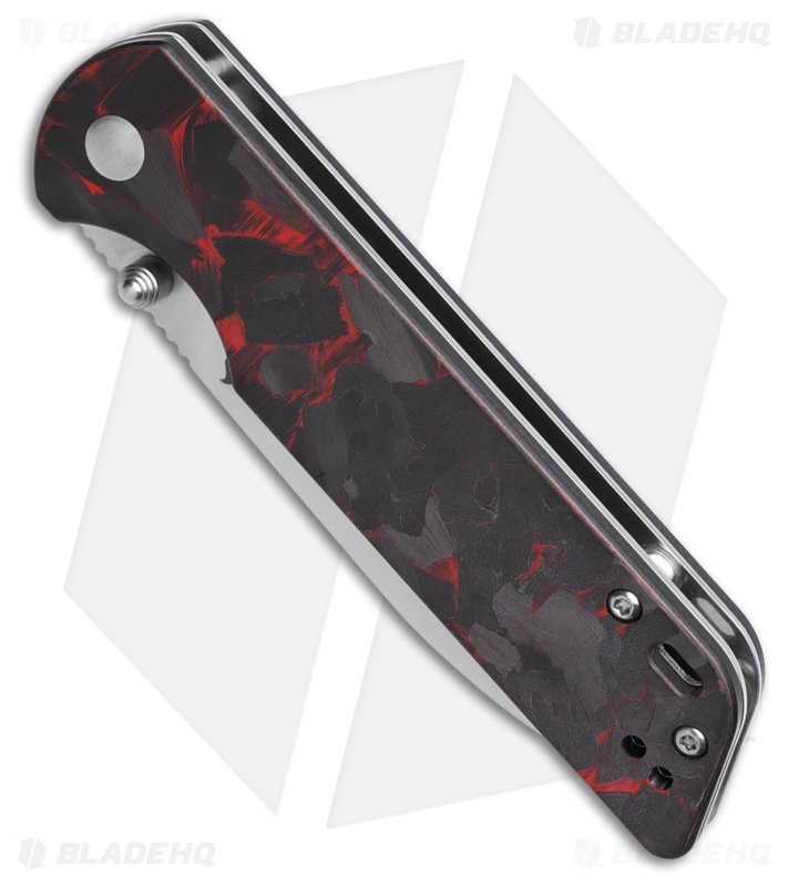 QSP Parrot V2 Liner Lock Knife Red Shred CF + G-10 (3.25" Satin)