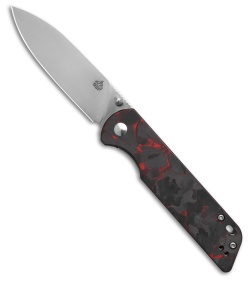QSP Parrot V2 Liner Lock Knife Red Shred CF + G-10 (3.25" Satin)