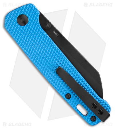 QSP Penguin Liner Lock Knife Blue Diamond Aluminum (3" Black S90V) 