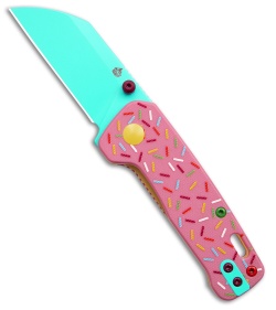 QSP Penguin Mini Dessert Warrior Liner Lock Knife Pink G-10 (2.25" Blue)
