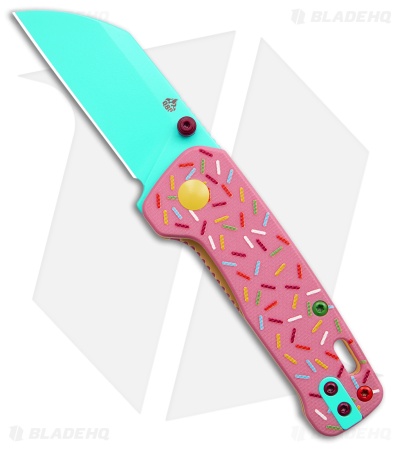 QSP Penguin Mini Dessert Warrior Liner Lock Knife Pink G-10 (2.25" Blue)