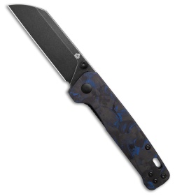 QSP Penguin V2 Liner Lock Knife Blue Shred CF + G-10 (3" Black SW)