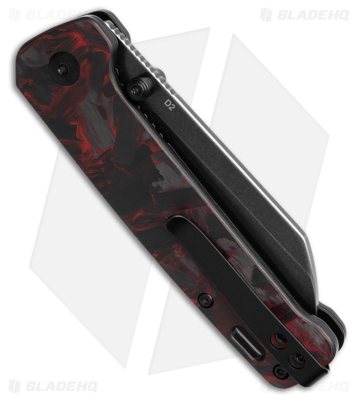 QSP Penguin V2 Liner Lock Knife Red Shred CF + G-10 (3" Black SW) 