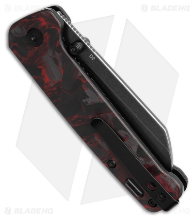 QSP Penguin V2 Liner Lock Knife Red Shred CF + G-10 (3" Black SW) 