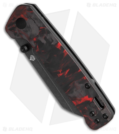 QSP Penguin V2 Liner Lock Knife Red Shred CF + G-10 (3" Black SW) 