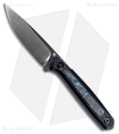 Real Steel Dex Fixed Blade Knife Black G-10 + Black/Blue CF (3.15" Satin)