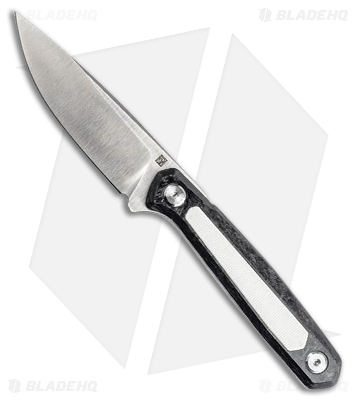 Real Steel Dex Fixed Blade Knife Carbon Fiber + White G-10 (3.15" Satin)