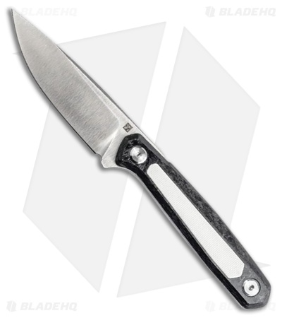 Real Steel Dex Fixed Blade Knife Carbon Fiber + White G-10 (3.15" Satin)