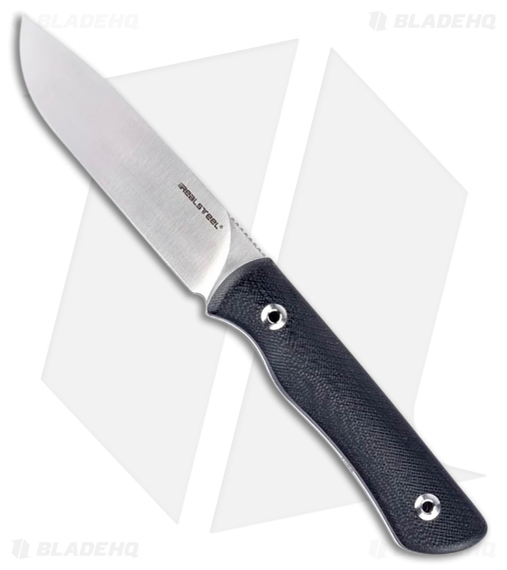 Real Steel Bushcraft Plus II Fixed Blade Knife Black G-10 (4.6" Satin Full Flat)