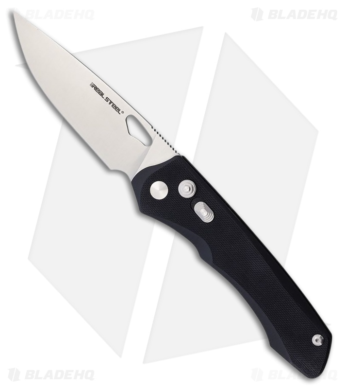 Real Steel Griffin Pro Button Lock Knife Black G-10 Satin